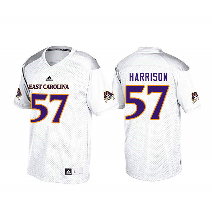 Men #57 Damani Harrison ECU Pirates College Football Jerseys Sale-White - Click Image to Close